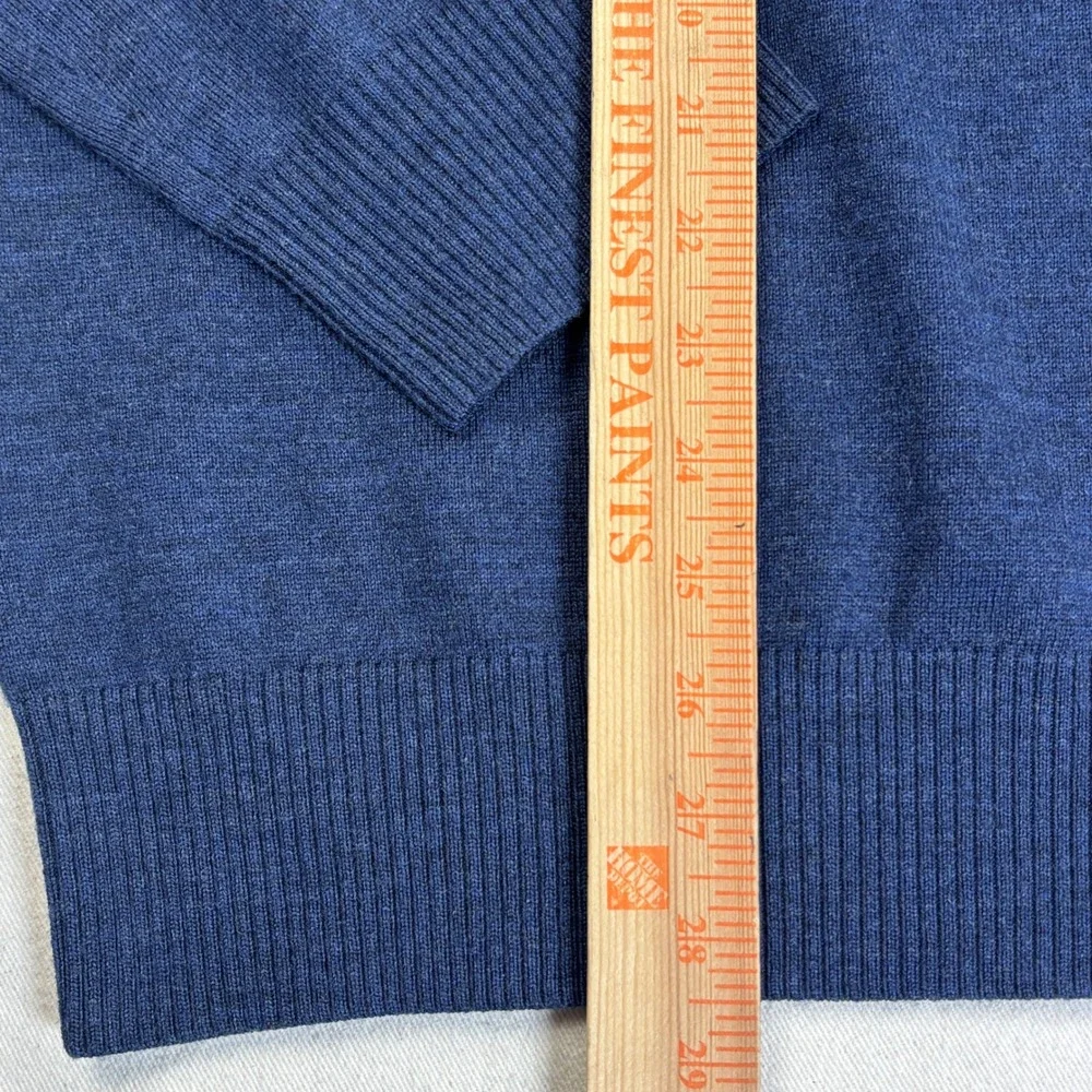 Banana Republic Mens XL Extra Fine Merino Wool V-Neck Sweater Navy Blue Pullover
